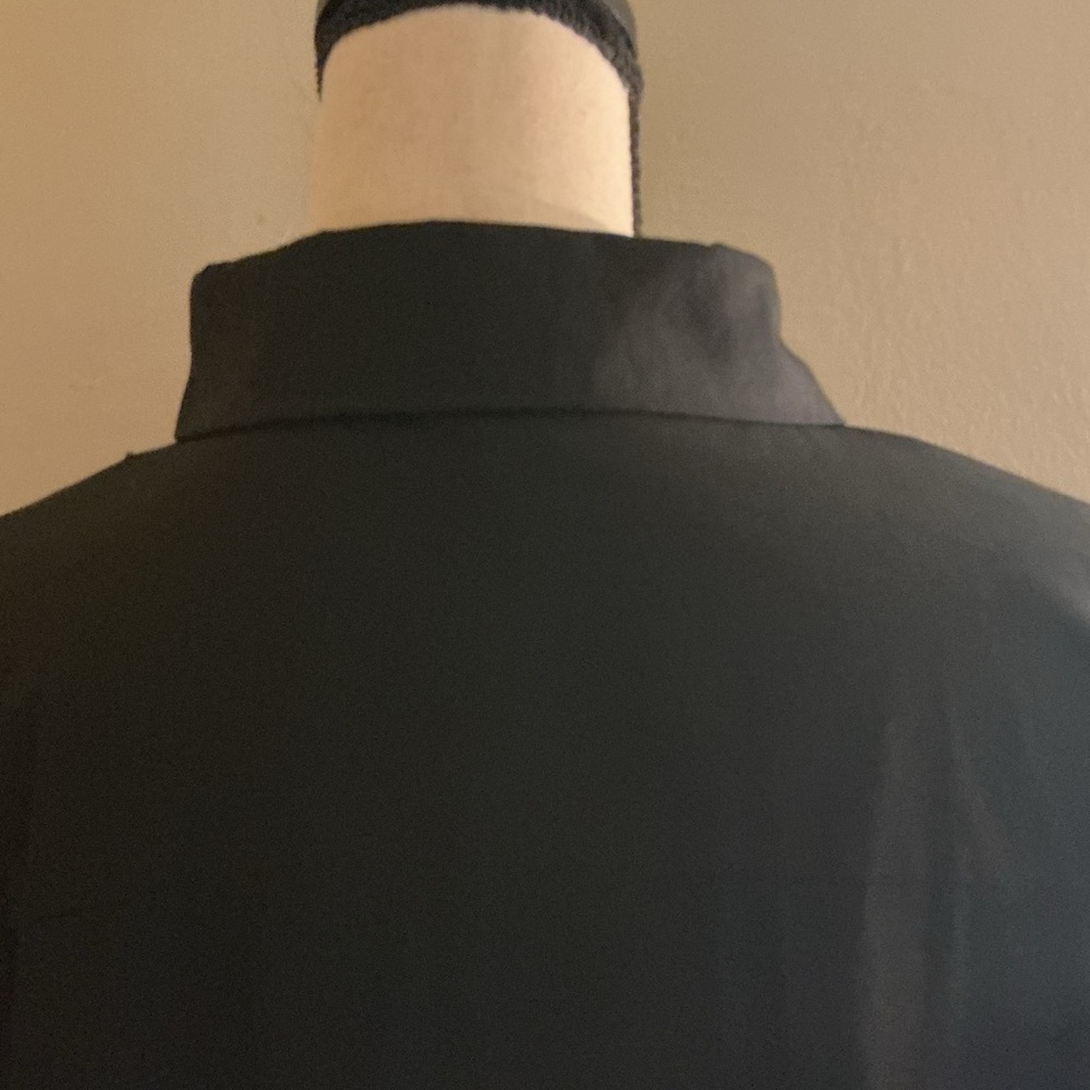 NWT Boohoo Black Oversized Button-Up Shirt Size 16 Ruched Drawstring Sleeve - Picture 4 of 10